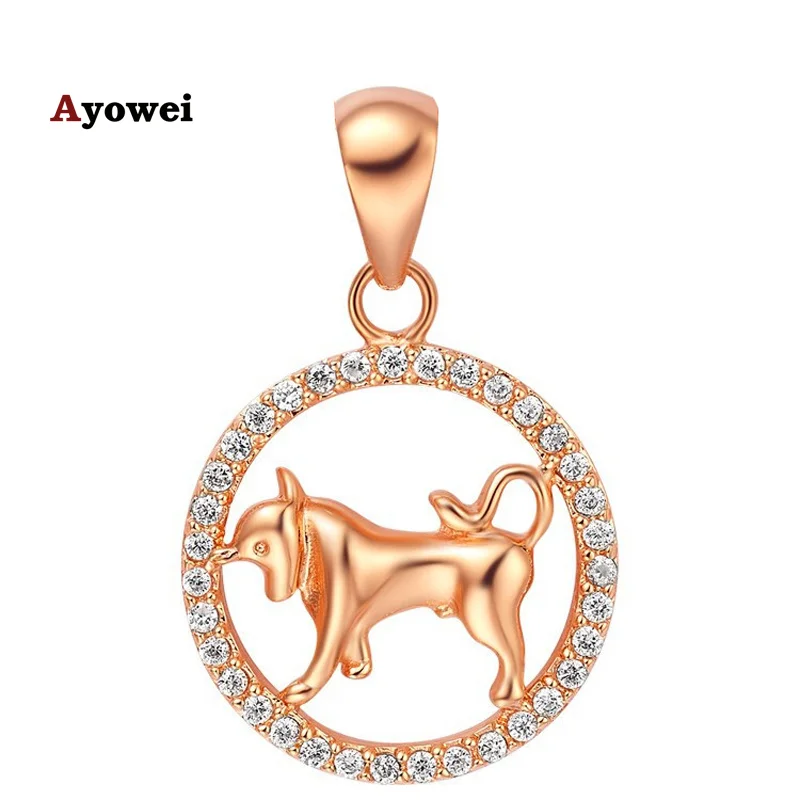 Ayowei 12 созвездий круглый дизайн Телец блестящий желтый золотой тон модное