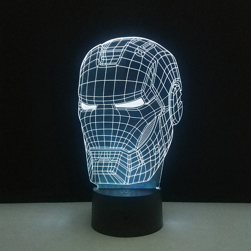 Человек-паук железная модель человека 3D иллюзия светодиодный ночник светящийся в темноте Мстители фигурка супергероя игрушки светятся 7 цветов