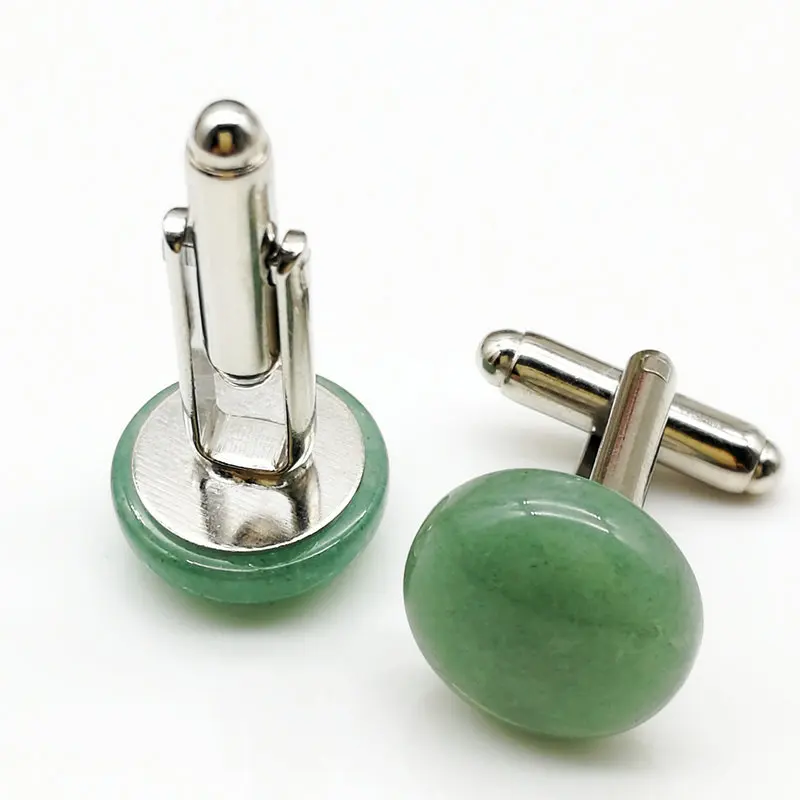 

6pcs of free distribution of 14 mm round metal green dongling, cufflinks cufflinks men clothes