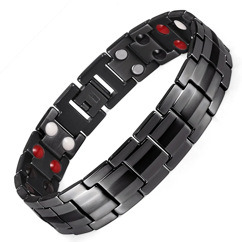 BK1 bracelet RainSo мужской браслет здоровья германий Шарм черный титан Магнитная терапевтические браслеты уникальный для мужчин Jewelry 1316 - Окраска металла: BK1 bracelet