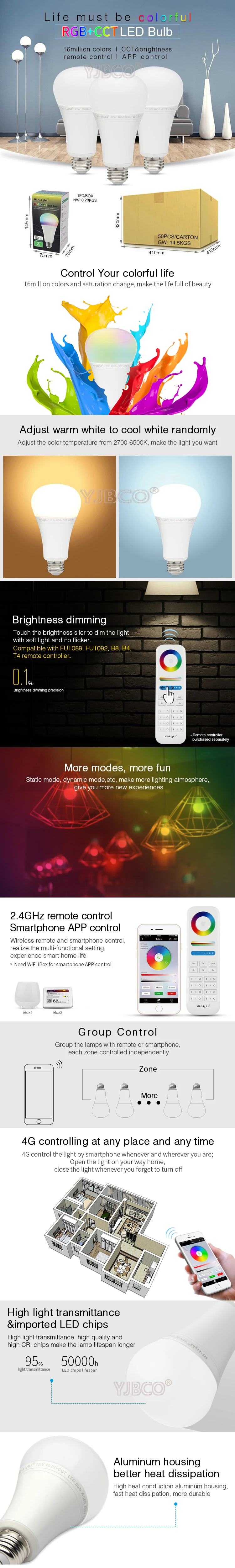 MiBOXER E27 4 W 5 W 6 W 8 W 9 W 12 W E14 GU10 MR16 RGB CCT Светодиодная лампа светодиодная фара FUT103/FUT104/FUT013/FUT014/YB1/FUT012/FUT105