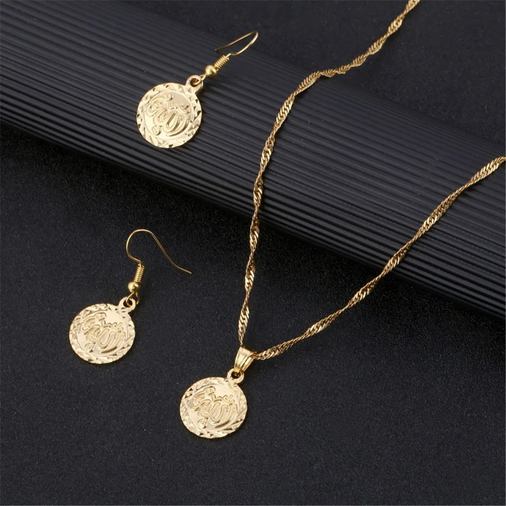 Популярные комплекты ювелирных изделий золотого цвета ожерелье серьги с