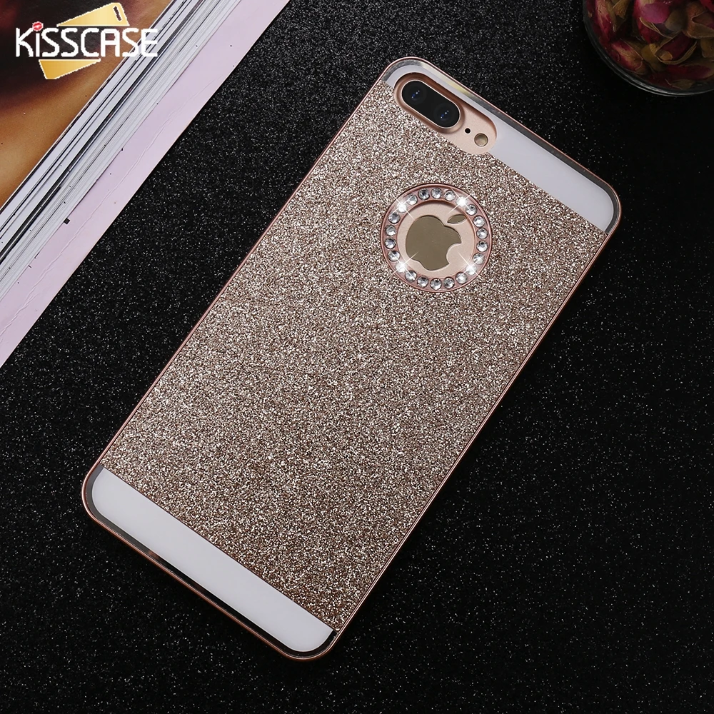 Kisscase чехол для телефона айфон 7 6s Plus милые с сияющими блестками Стразы Жесткий PC