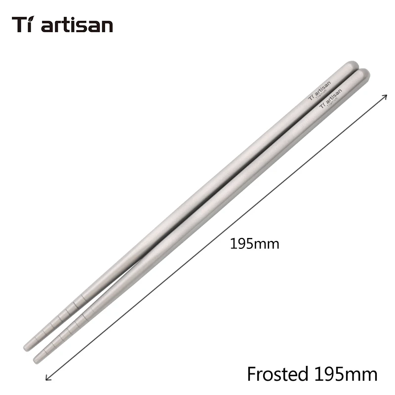 195mm-sandblasted Tiartisan чистые титановые квадратные палочки для еды сверхлегкие экологически чистые полые полированные палочки для еды 195/230 мм длина Ta8205Ti Ta8206Ti - Цвет: 195mm-sandblasted