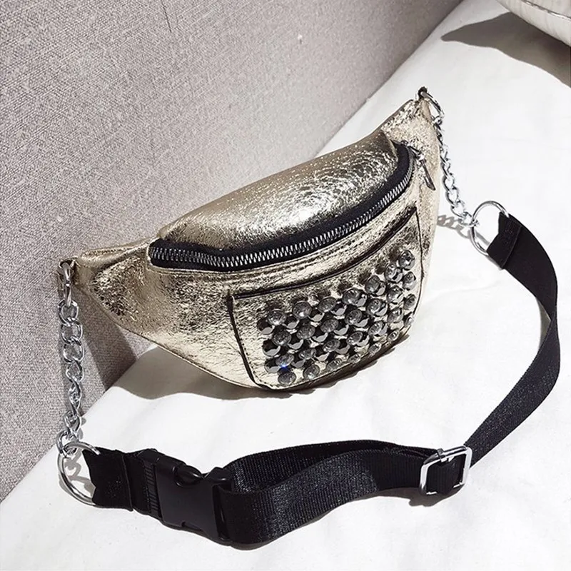 Новинка 2019 Сумка с заклепками Женская поясная сумка модный бюстгальтер в