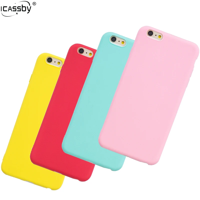Ультратонкий чехол карамельного цвета из мягкого ТПУ для iPhone 6 6S Plus 6Plus Etui|Бамперы|