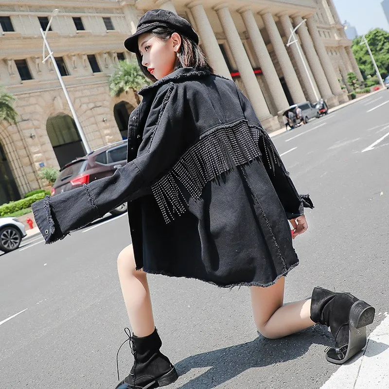 Мода 2019 Весенняя уличная женская Свободная джинсовая куртка Onesize однотонные