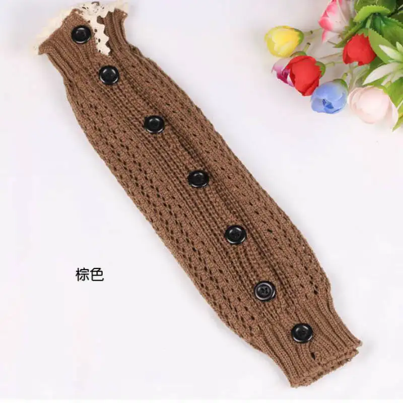 Winter Lace Leg Warmers Side Button Hollow Knitted Been warmers Women's Legwarmers Polainas Para As Mulheres | Женская одежда