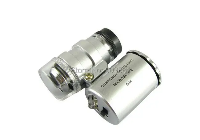 Mini 60X Currency Detecting Microscope with LED UV Light - 60 Times Loupe for Jewelry Magnification - Includes PU Leather Pouch image 2