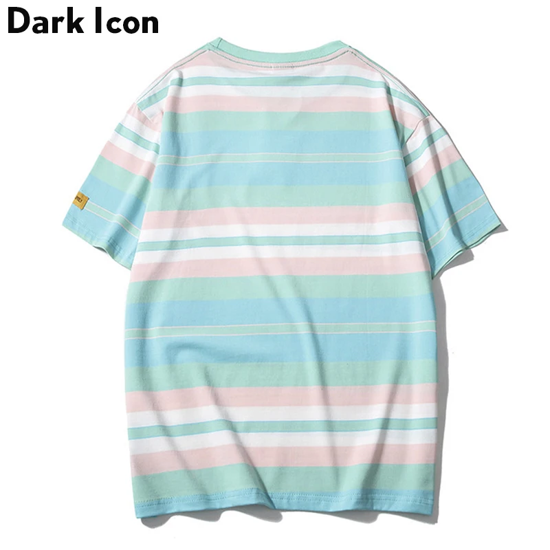 Мужская футболка в полоску Dark Icon Повседневная стиле хип хоп с вырезом лодочкой