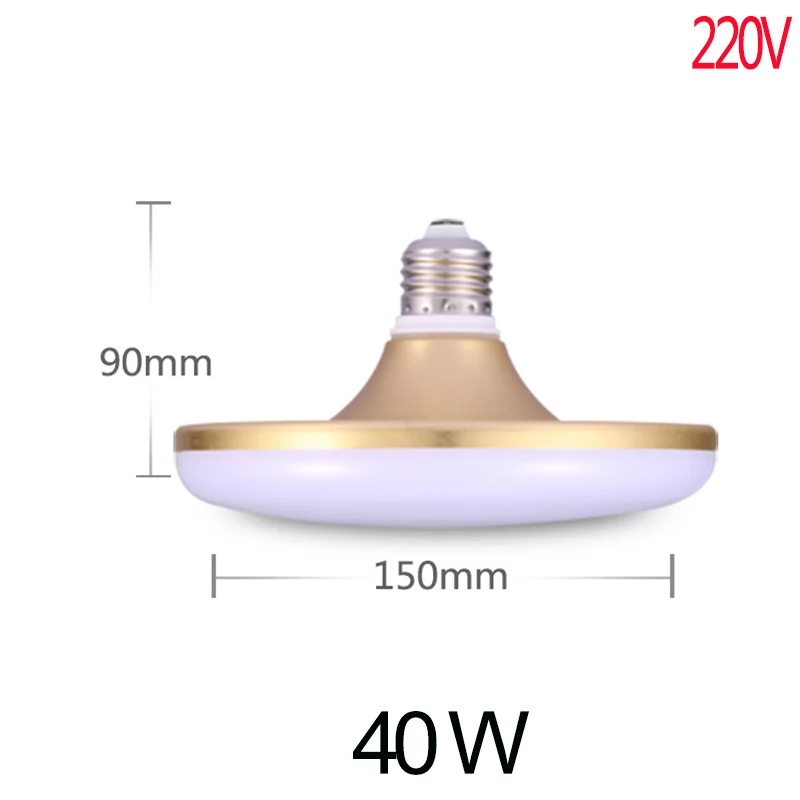 Type B 40W UFO E27 Светодиодная лампа светильник 220V 12W15W 20 Вт, 30 Вт, 40 Вт, 50 Вт, 60 Вт ампулы Bombilla энергии Точечный светильник Лампада холодный белый Домашний Светильник Инж - Испускаемый цвет: Type B 40W