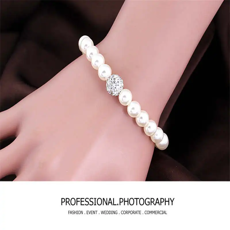 HYB имитация жемчуга Наборы свадебных ювелирных изделий Серебро Цвет Свадебные