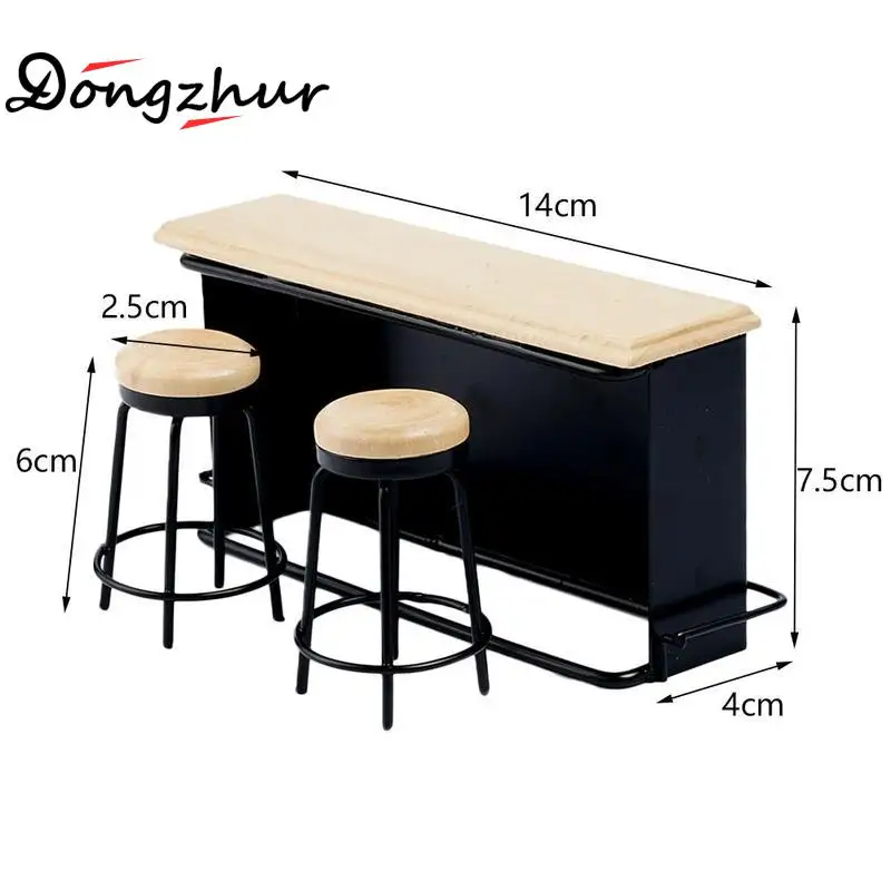 

Furniture Bar And Stool Cabin Miniature Modern Counter Bench Style Furniture For 1:12 Dollhouse Accessories Christmas Kids Gift