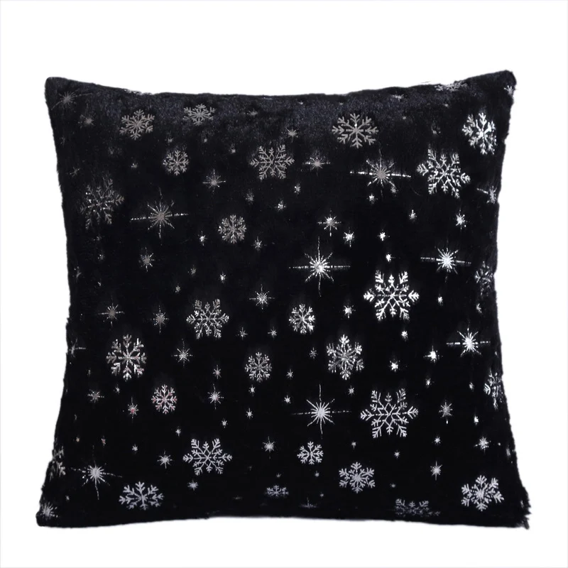Black Snowflake Decorative Pillows Soft Cushion Cover Plush Throw Pillow Cover Seat Sofa Embrace Pillow Case Home Decor 45x45cm - Цвет: Black