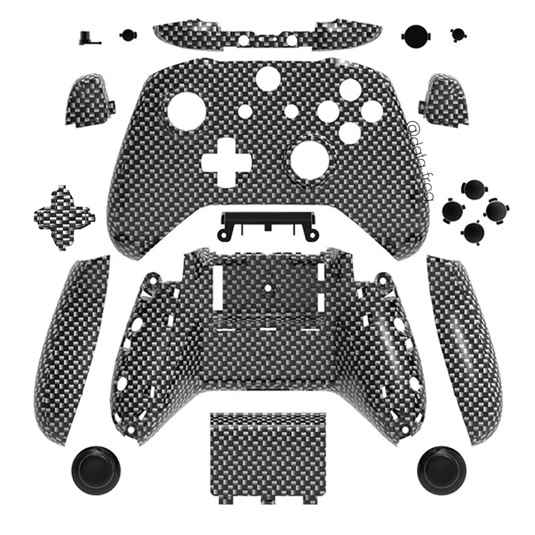 Black carbon fiber Полный корпус для Xbox One S, Сменный Чехол с кнопками для Xbox one, тонкий беспроводной контроллер - Цвет: Black carbon fiber