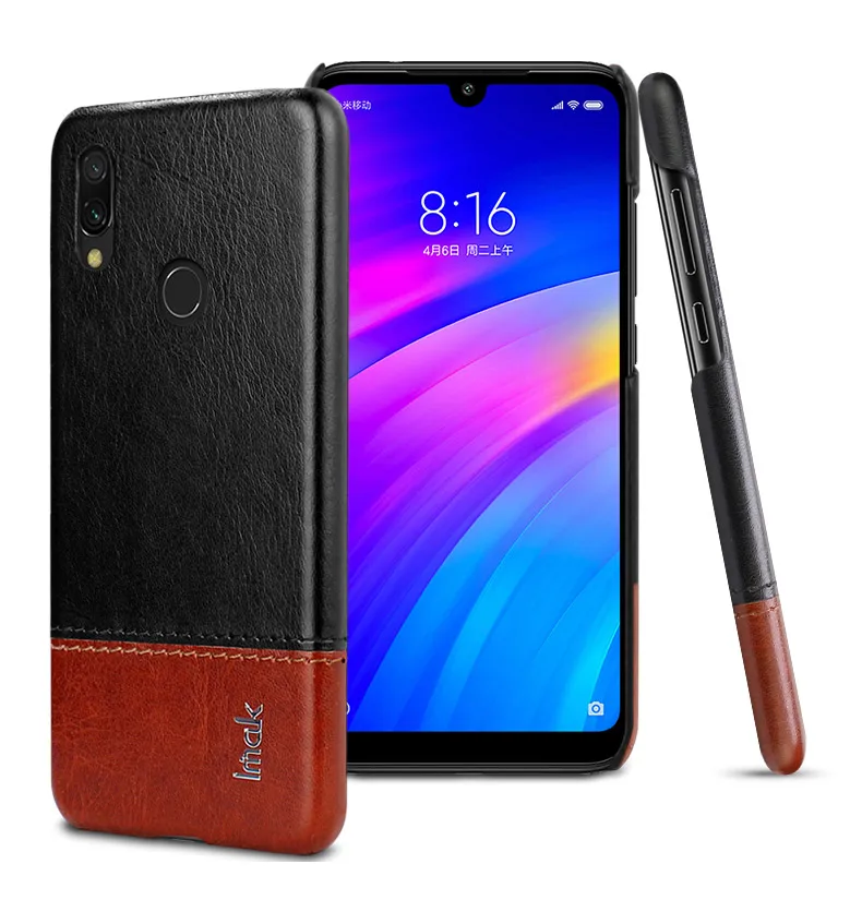 Для Redmi7 чехол Xiaomi Redmi Note 7 Чехол IMAK кожа элегантная задняя крышка для Funda Redmi 7 Чехол Redmi note7 Note 7 Pro 7s 7 S - Цвет: Black and brown