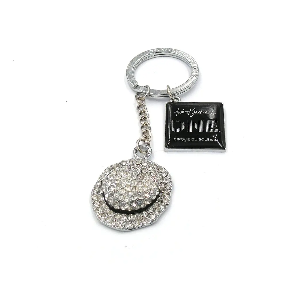 

Commemorate King of Pop Michael Jackson MJ Hat with crystal and Logo Stereo Metal keychain fashion jewerly