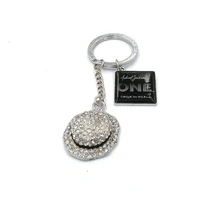 commemorate king of pop michael jackson mj hat with crystal and logo stereo metal keychain fashion jewerly