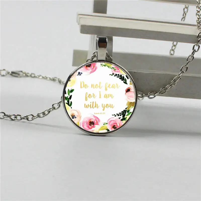 

Don't be afraid to be with you in the 2018 new hot sale. Isaiah 41 10 Bible Scripture Necklace Flowers inspired by Christian Jew