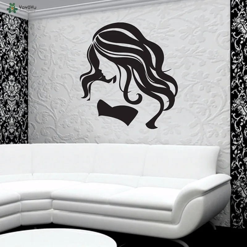 

YOYOYU виниловая настенная наклейка с длинными волосами для девушек красота парикмахерский салон гостиная спальня домашние декоративные наклейки FD443