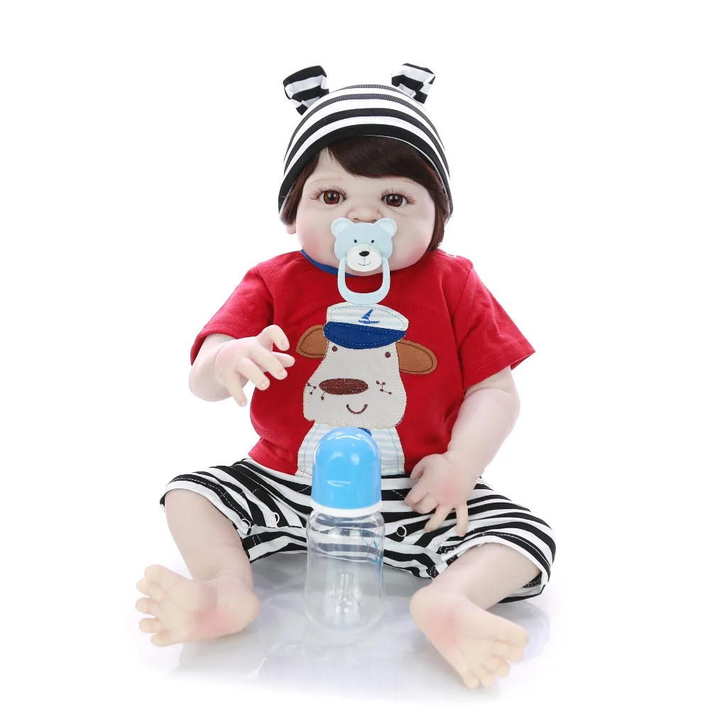 Горячая куклы Reborn Baby Toy 23 ''57 см полностью силиконовый корпус виниловая Реалистичная Детская кукла мальчик игрушка в Sao Paulo детский подарок на день рождения