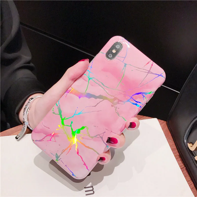 DISCASE модный мраморный чехол для телефона iphone XS XR MAX 6 6s 7 8 plus лазерный Яркий