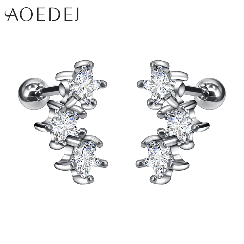 AOEDEJ кристалл звезды серьги гвоздики для Для женщин Jewelry Винтаж Большой Ясно