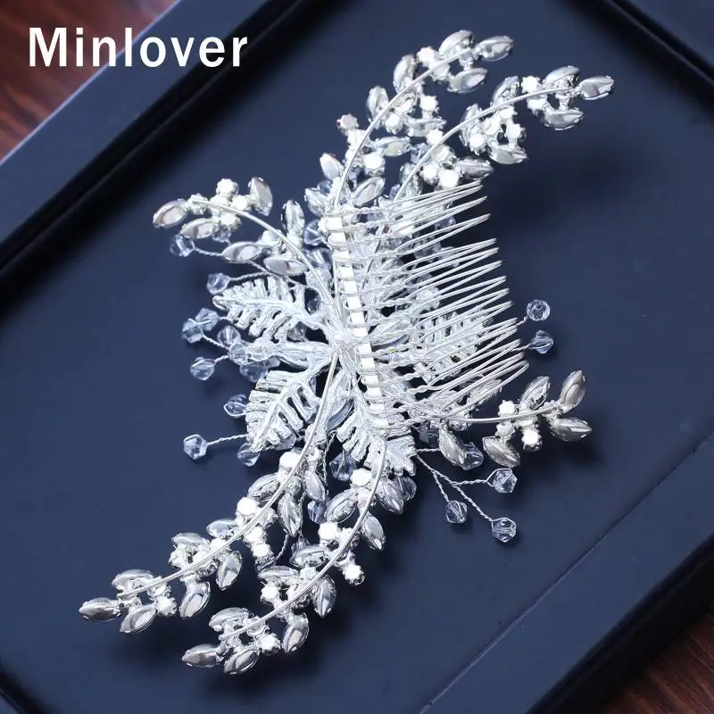 Minlover, ручная работа, цветок, роскошный кристалл, для невесты, расчески для волос, головной убор, свадебное платье, аксессуары-заколки для волос, для невесты, головные уборы MFS223