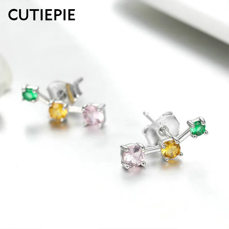 CUTIEPIE Новинка 2019 года из натуральной 925 пробы серебро Красочные Площади Ясно CZ