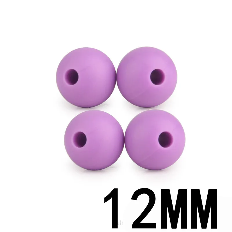 03 Medium Purple Fkisbox, Круглый, 12 мм, 50 шт., силиконовые бусины, детский Прорезыватель для зубов, ожерелье, ювелирное изделие, для изготовления детских сосок, цепочка, сделай сам, Bpa бесплатно - Цвет: 03 Medium Purple