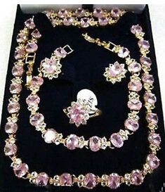 Бесплатная доставка красивое ожерелье из розовых кристаллов браслет серьги