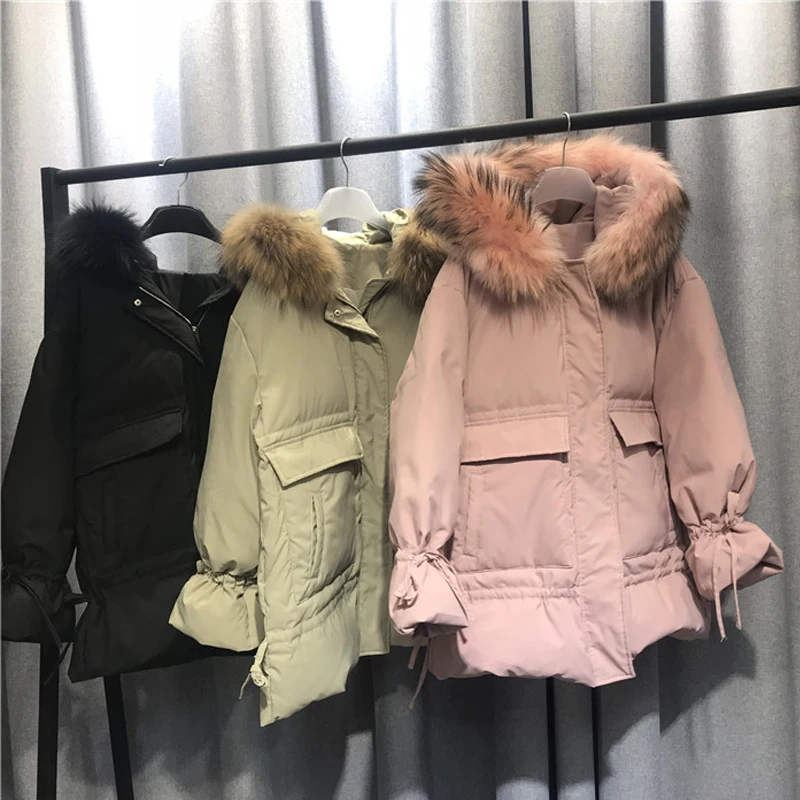 Fitaylor зимняя парка с капюшоном женский пуховик натуральным меховым воротником