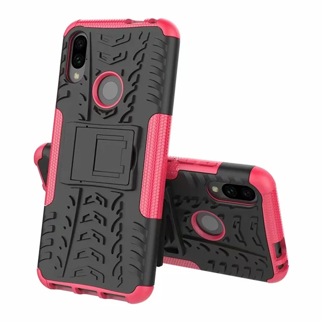 Rose Redmi Note 7 Shockproof Armor Hard Case For Xiaomi Redmi Note 7 Pro 6.3" Phone Protector with Stand Cover On REDMI Note 7 Case - Цвет: Rose