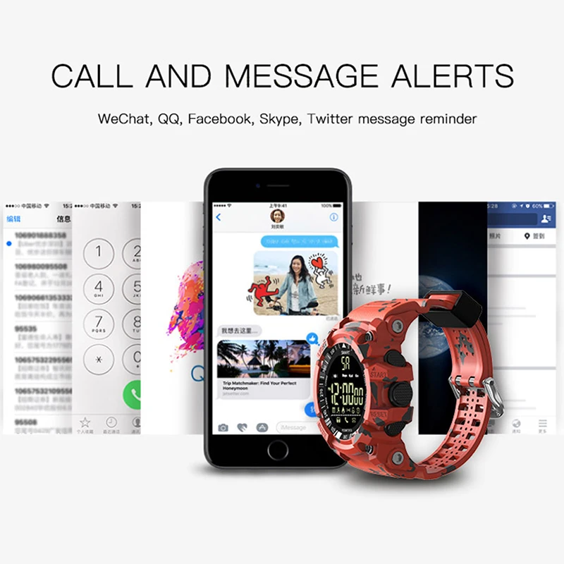 Для мужчин и женщин Bluetooth спортивные Смарт часы браслет 5ATM водонепроницаемый