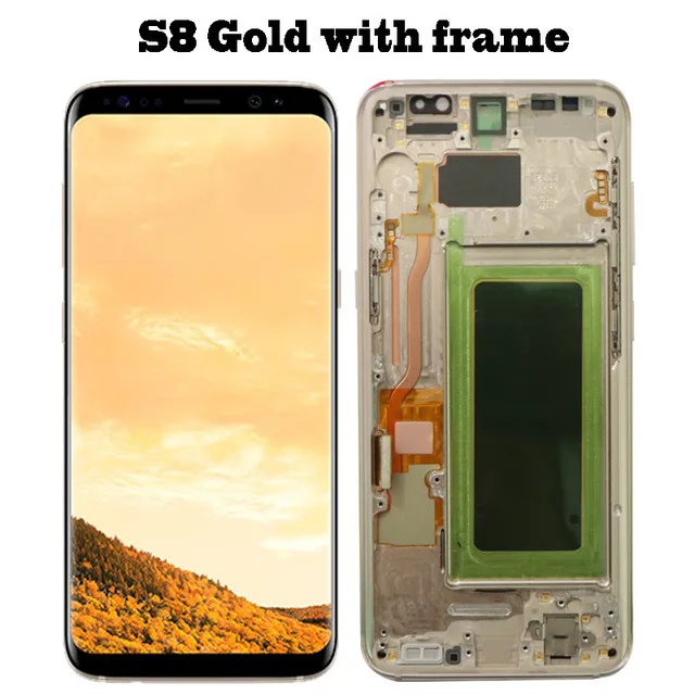 S8 Gold Frame ЖК-дисплей для samsung Galaxy S8, ЖК-дисплей S8 plus, G950, G950F, G955fd, G955F, G955, с тенью, с сенсорным экраном, оцифровать - Цвет: S8 Gold Frame