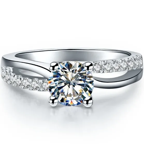 Lucky Style 0.6CT белый чистый тонкий бриллиант твердый Стерлинговое Серебро Цвет и
