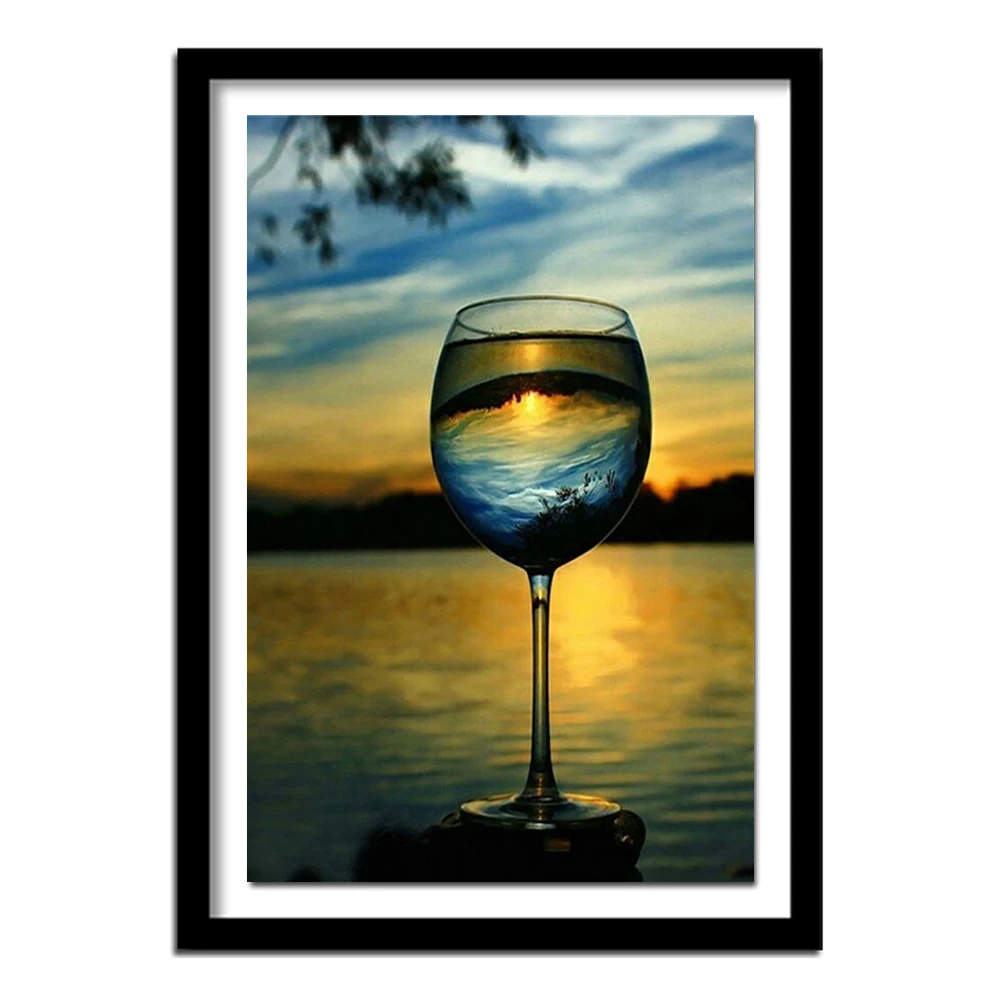 Красное вино стекло DIY 3D Алмазная картина вышивка крестиком дрель полный горный