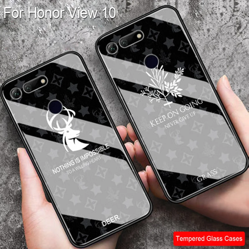 Чехол для Huawei Honor View 10 из закаленного стекла мягкий силиконовый чехол с оленем и