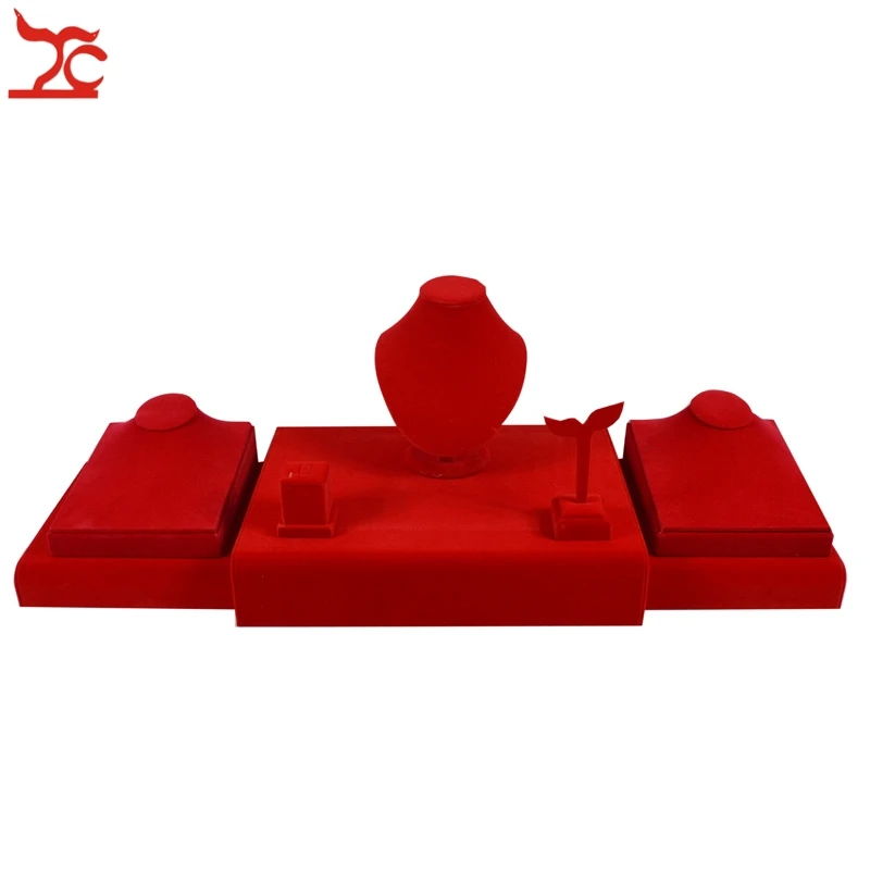 Новый набор украшений красный бархатный держатель для колец подвеска ожерелье