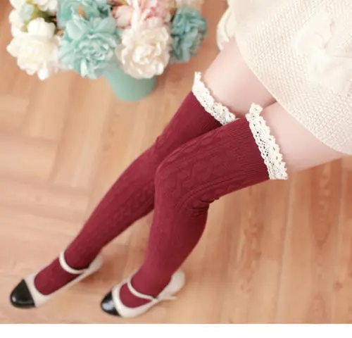 5 видов цветов гольфы чулки для девочек кружевные зимние теплые носки женские