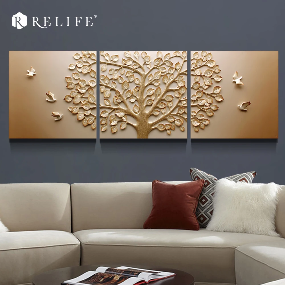 3 Панели комбинированное дерево резные современные декоративные триптих Картины