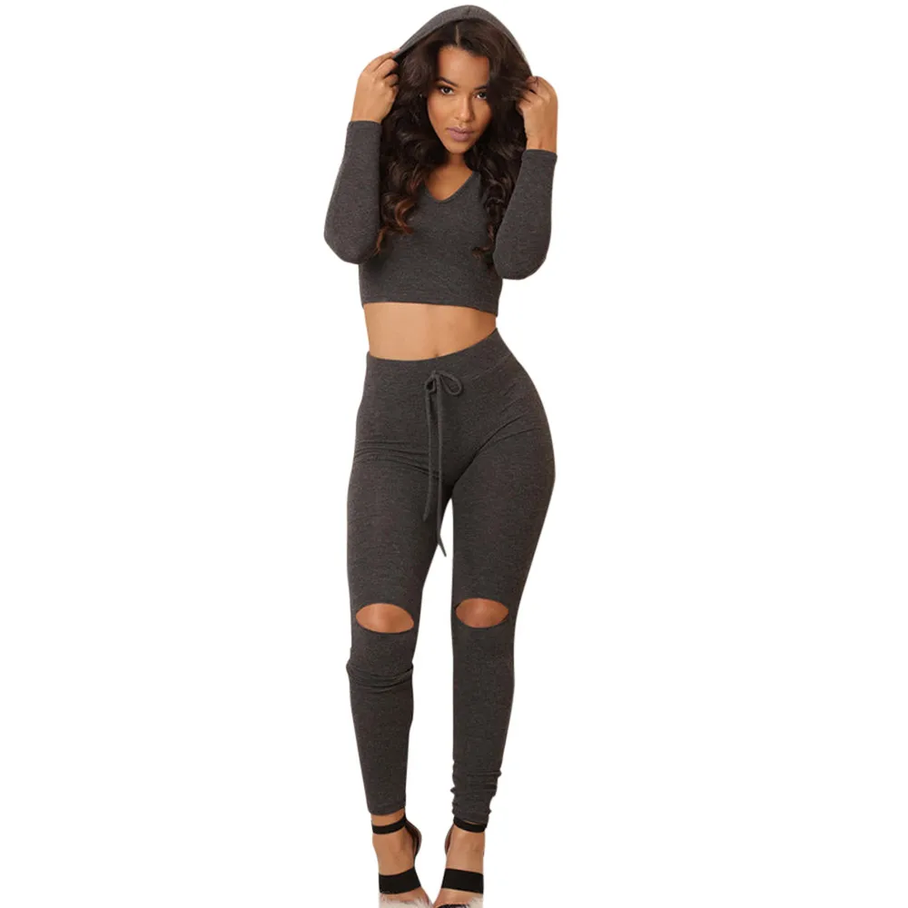 

Free Shipping Fashion Women Casual Clothes Set Tops And Leggings
