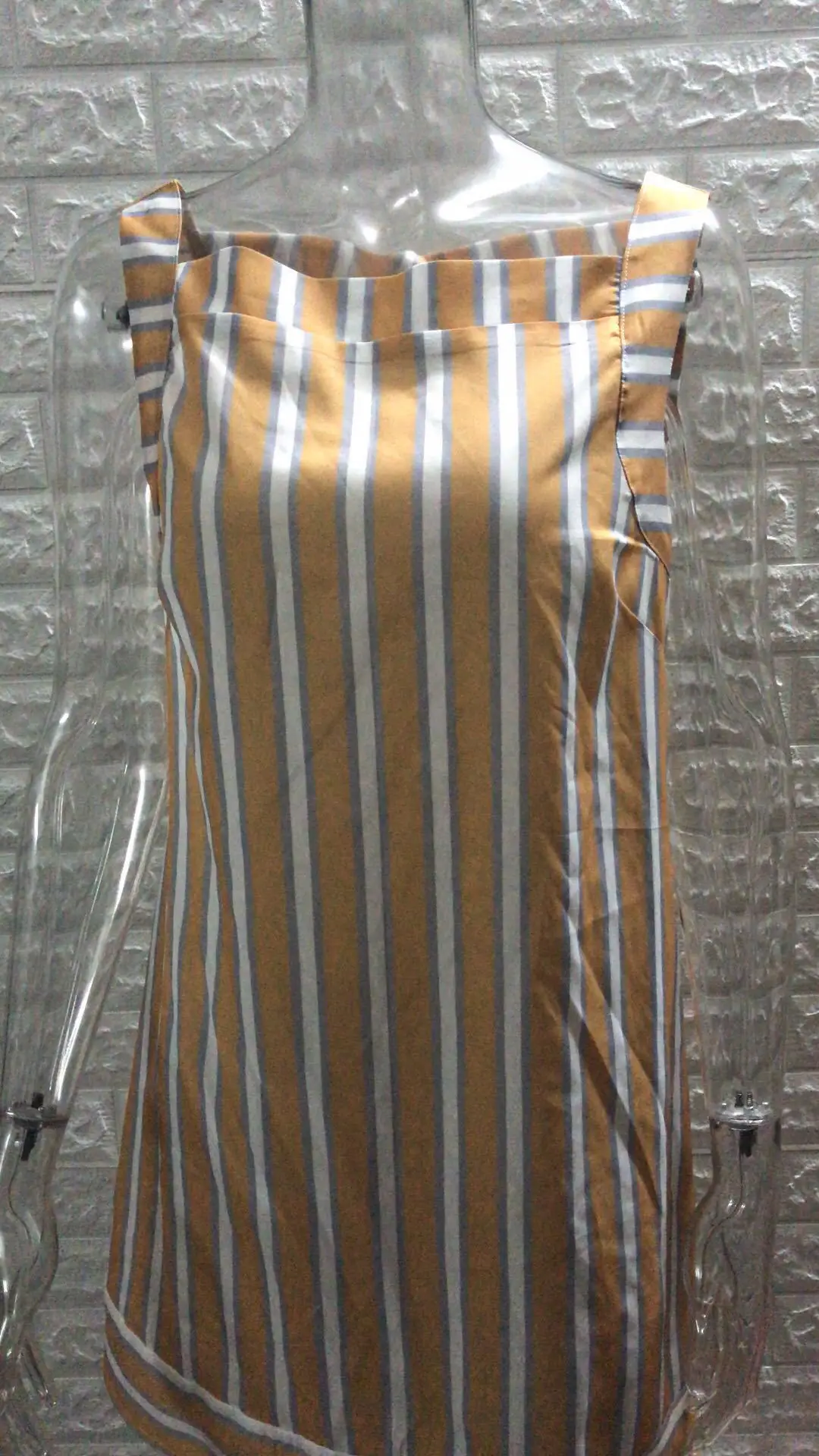 Женское платье с принтом в полоску повседневное свободное желтое 2019 | Женская