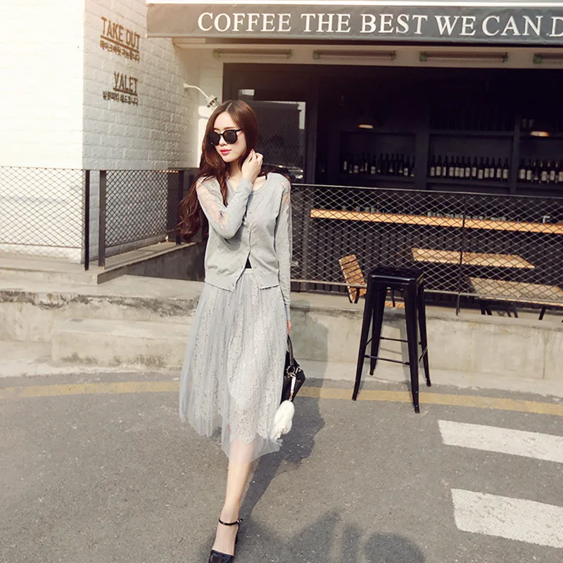 Женская юбка весна лето 2017 осень Европейская и американская кружевная длинная