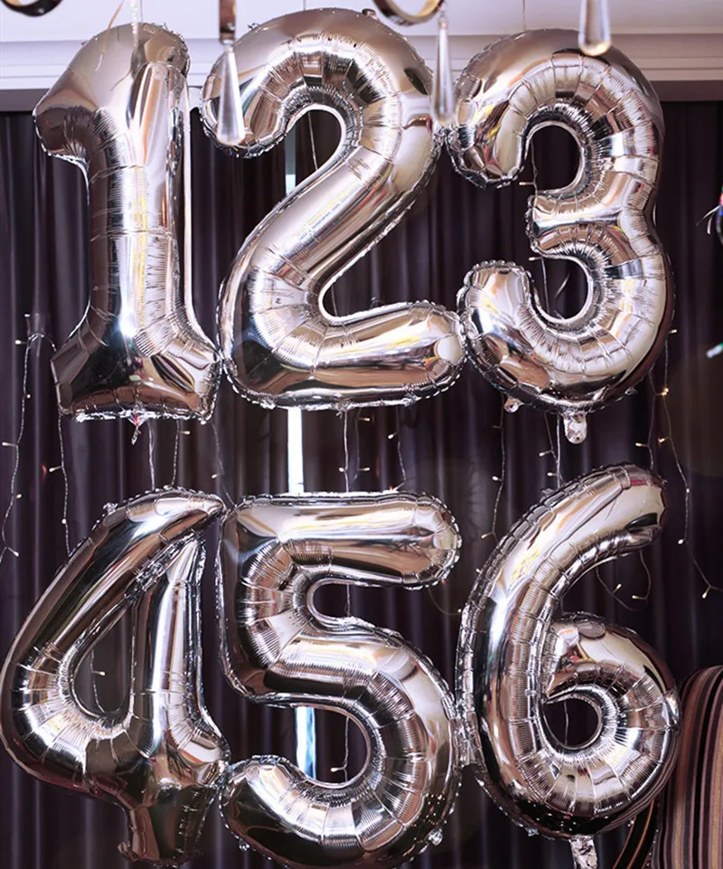 2 шт. 32/40 Дюймов серебряная фольга Цифровой шар 19 номер hday вечерние свадебные Для