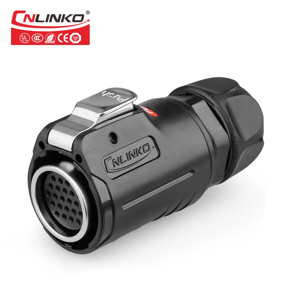 Cnlinko M24 Multicore 5A AC DC панель питания адаптер 24 Pin IP67 мужской и женский Электрический сигнальный кабель разъем с пылезащитной крышкой LED light automotive audio car jack connector - Цвет: plug