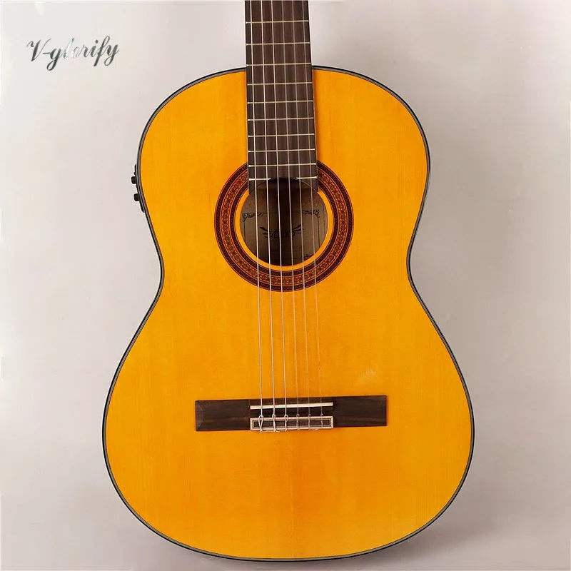 guitar only Высокий Глянец твердой древесины электро классический гитара чехол 39 дюймов - Цвет: guitar only