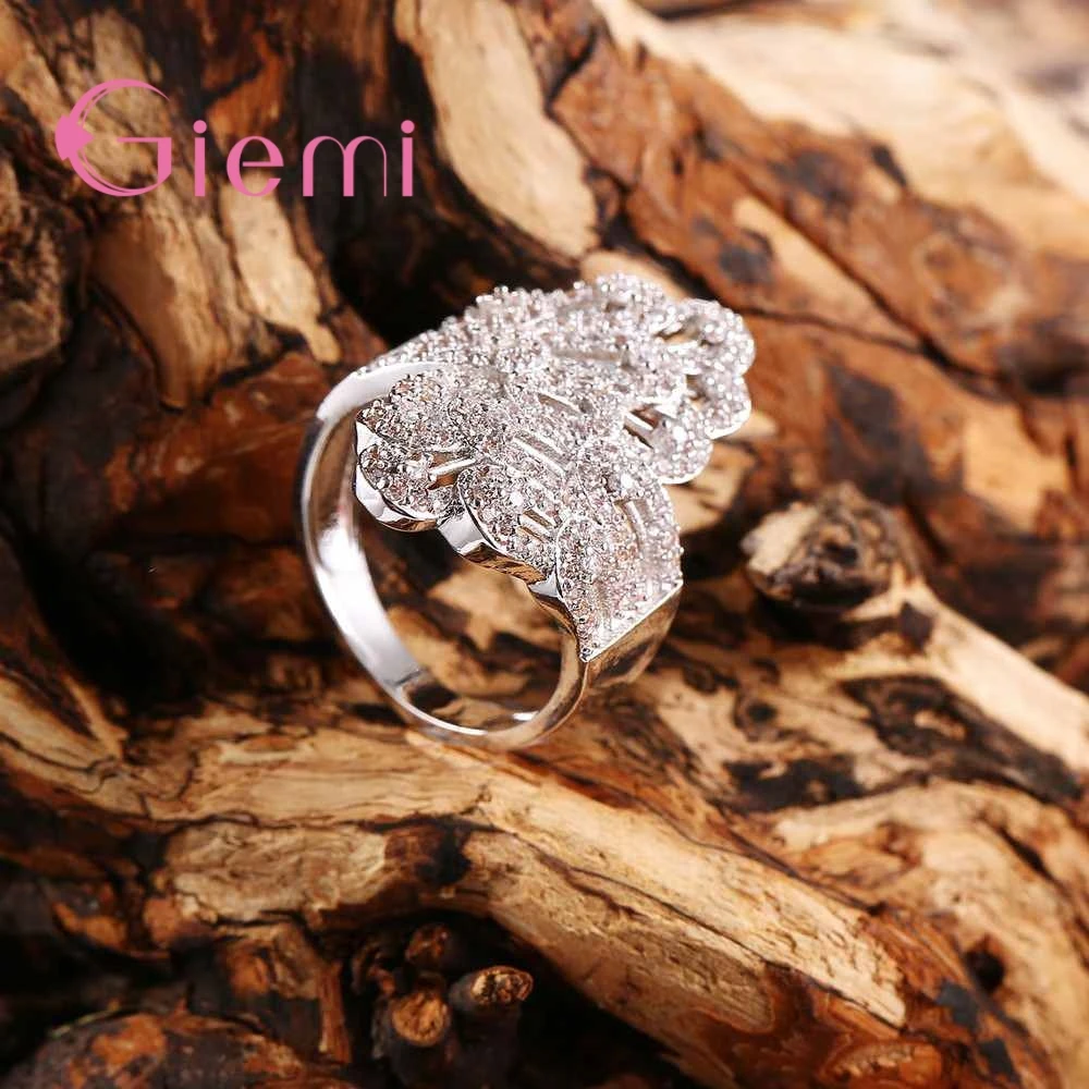 Charm AAA++ Zircon Fire CZ Rings For Women Soild 925 Sterling Silver Vintage Fashion Big Wide Bague Filled Birthstone Ring | Украшения и