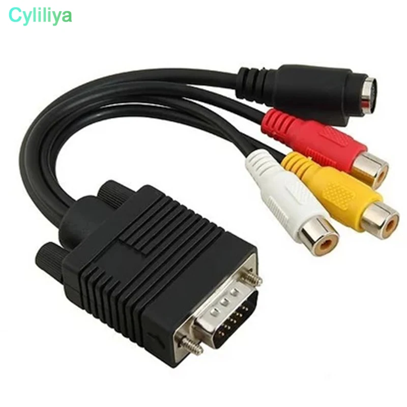 150pcs 19cm VGA to S-Video 3 RCA Composite AV TV Video Out Adapter Converter Cable for PC | Электроника