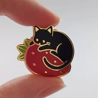 cartoon black cat animal pin hard enamel brooches badges lapel pin for kids girls gifts